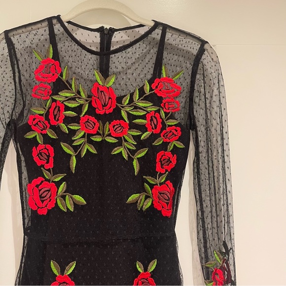 Lovers + Friends x Revolve Morella Black Lace Rose Dress - Picture 6 of 9